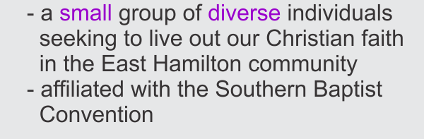 - a small group of diverse individuals seeking to live out our Christian faith in the East Hamilton community